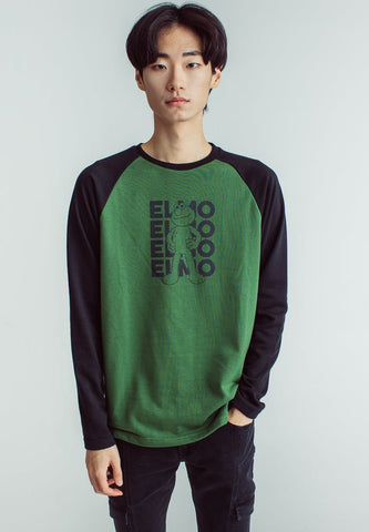 Olive with Elmo Minimal Print on Combined Raglan Long Sleeves - Mossimo PH