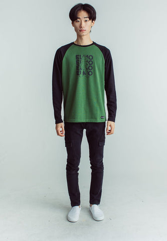 Olive with Elmo Minimal Print on Combined Raglan Long Sleeves - Mossimo PH