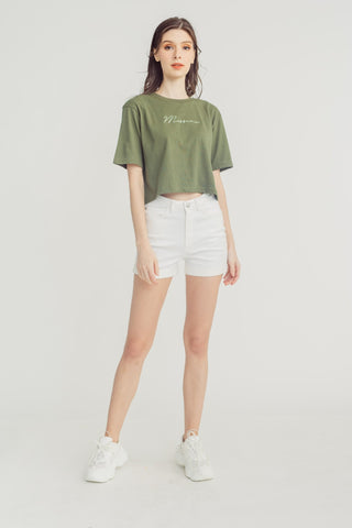 Olive with Mossimo Script Branding Modern Cropped Fit Tee - Mossimo PH