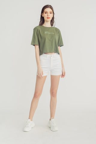 Olive with Mossimo Script Branding Modern Cropped Fit Tee - Mossimo PH