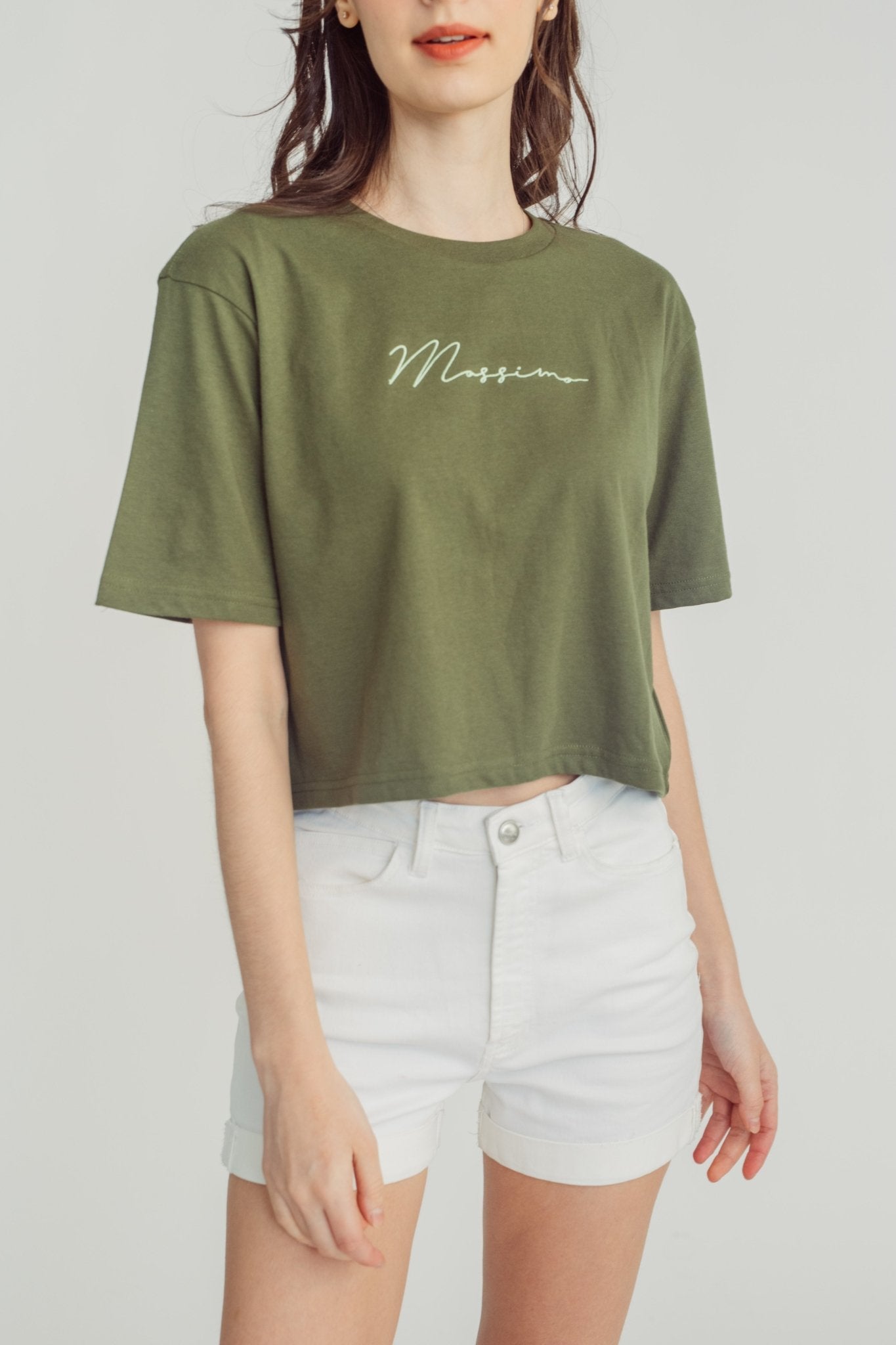 Olive with Mossimo Script Branding Modern Cropped Fit Tee - Mossimo PH