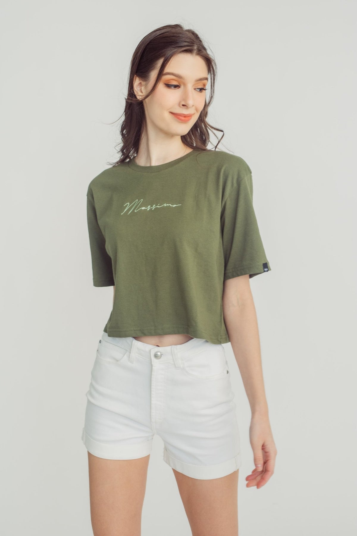 Olive with Mossimo Script Branding Modern Cropped Fit Tee - Mossimo PH