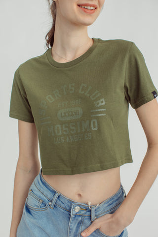 Olive with Sports Club Mossimo Design Vintage Cropped Fit Tee - Mossimo PH