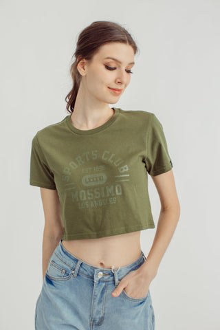 Olive with Sports Club Mossimo Design Vintage Cropped Fit Tee - Mossimo PH