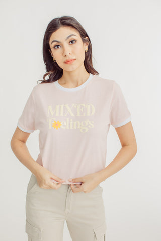 Pink Dogwood Premium with Mixed Feelings Design Classic Cropped Fit Tee - Mossimo PH
