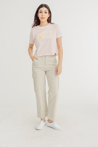 Pink Dogwood Premium with Mixed Feelings Design Classic Cropped Fit Tee - Mossimo PH