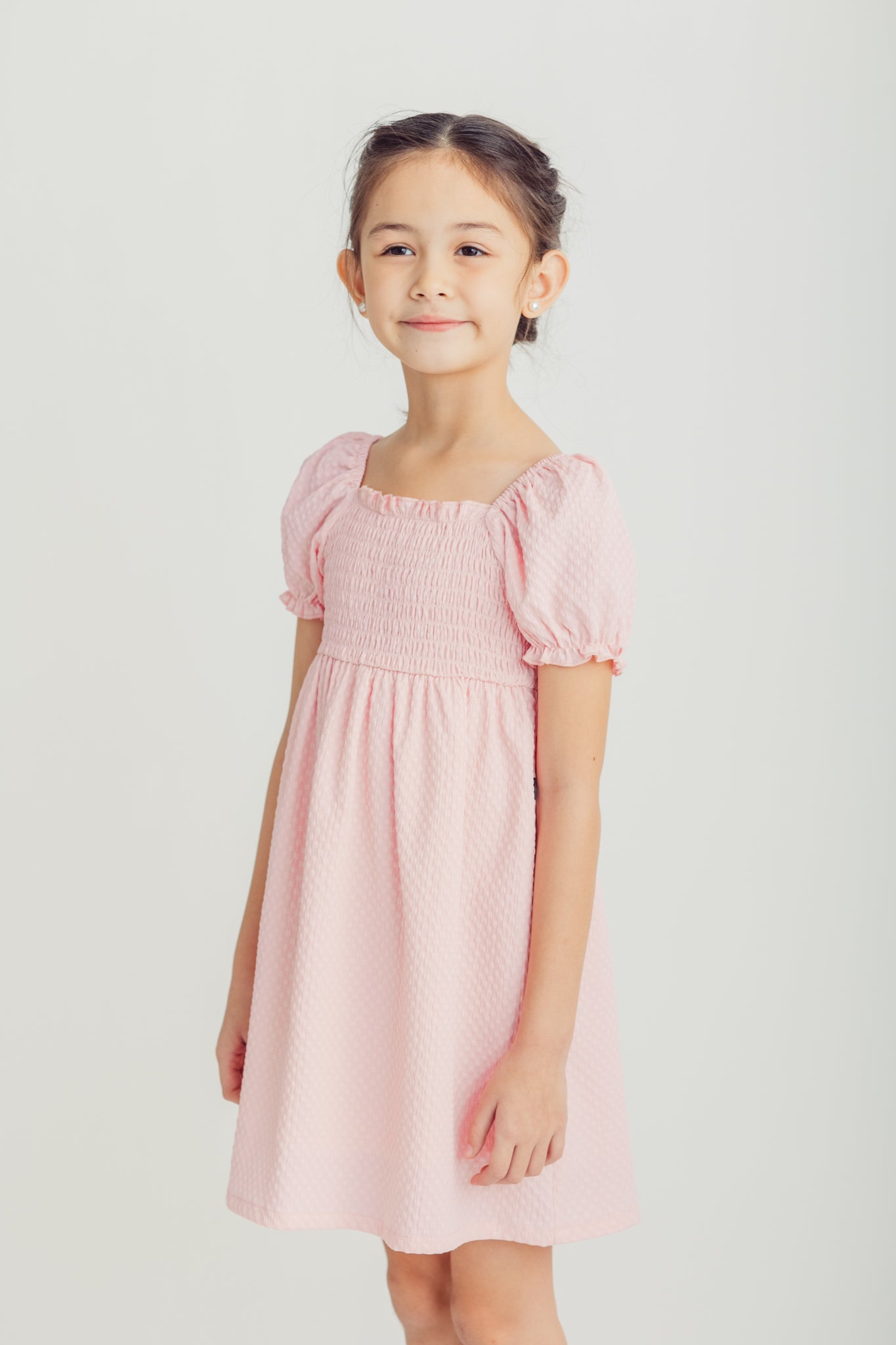 Pink Shirred Puff Sleeve A-Line Dress Kids - Mossimo PH