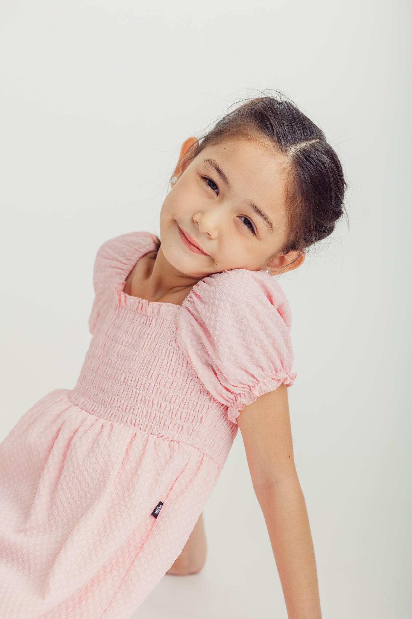 Pink Shirred Puff Sleeve A-Line Dress Kids - Mossimo PH