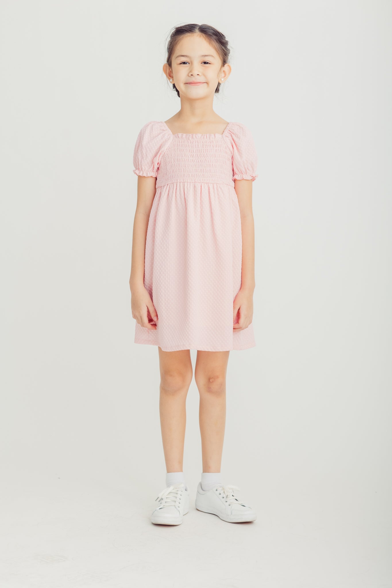 Pink Shirred Puff Sleeve A-Line Dress Kids - Mossimo PH