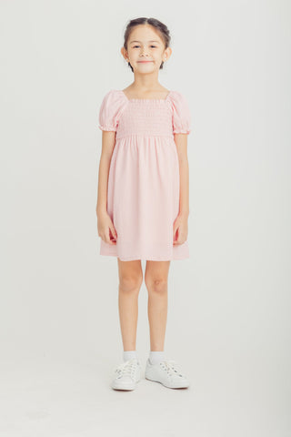 Pink Shirred Puff Sleeve A-Line Dress Kids - Mossimo PH