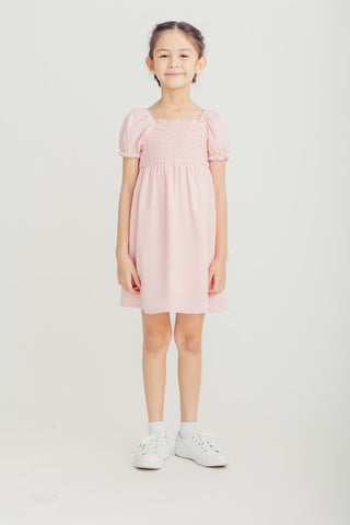Pink Shirred Puff Sleeve A-Line Dress Kids - Mossimo PH