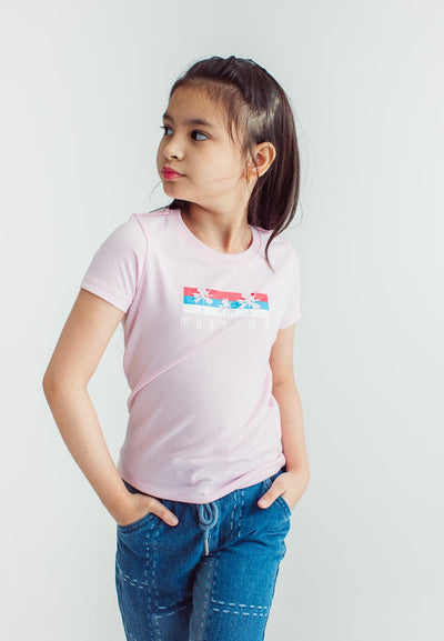 Pink with Palm Graphic Design Girls Basic Tshirt - Mossimo PH