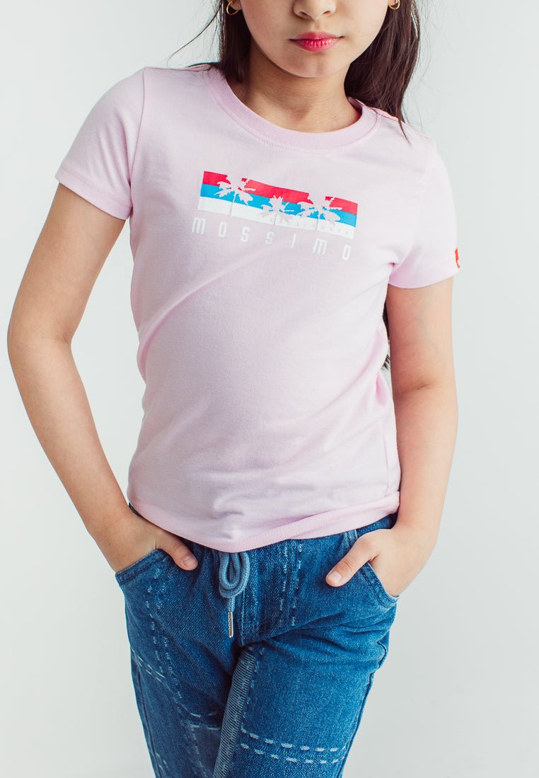 Pink with Palm Graphic Design Girls Basic Tshirt - Mossimo PH