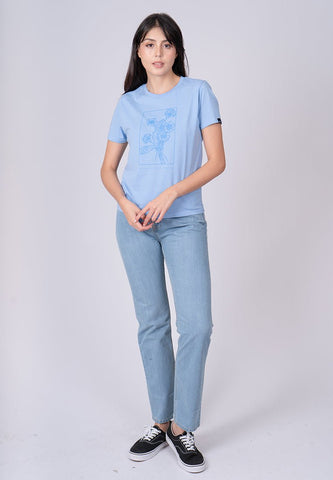 Placid Blue with Floral Graphic Design in Soft Touch Classic Fit Tee - Mossimo PH