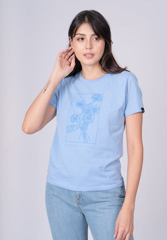 Placid Blue with Floral Graphic Design in Soft Touch Classic Fit Tee - Mossimo PH