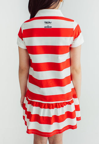 Red Sesame Street Girls Striped Polo Dress with Embroidery - Mossimo PH