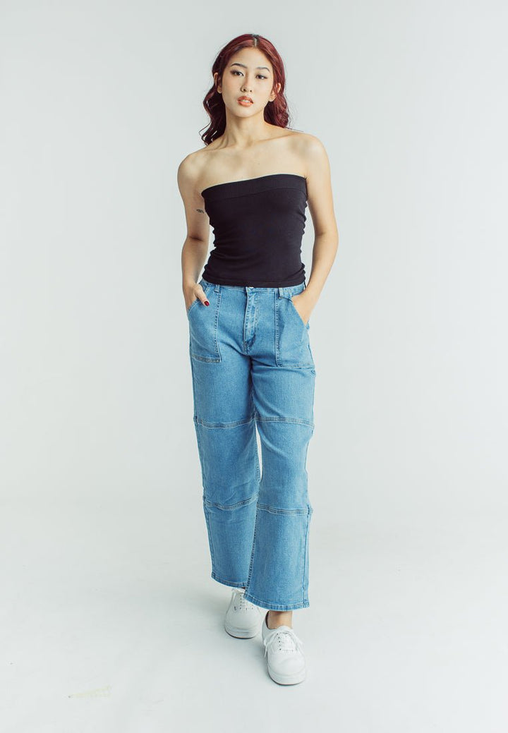 Regina Black Cropped Knitted Tube Top - Mossimo PH