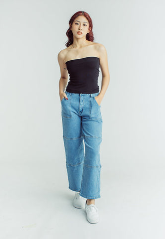 Regina Black Cropped Knitted Tube Top - Mossimo PH