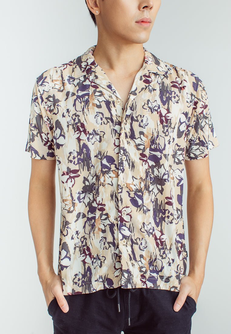 Richard Black Khaki Fashion Classic Printed Short Sleeves Button Down - Mossimo PH