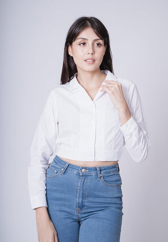 Rizelle Spread Collar Cropped Buttondown with Ribbon Tie - Mossimo PH