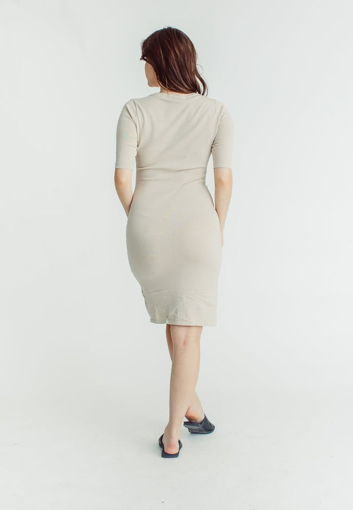 Roxanne Beige Knee Length Button Down Knit Dress - Mossimo PH