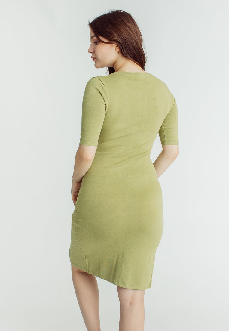 Roxanne Green Knee Length Button Down Knit Dress Roxanne Green Knee Length Button Down Knit Dress