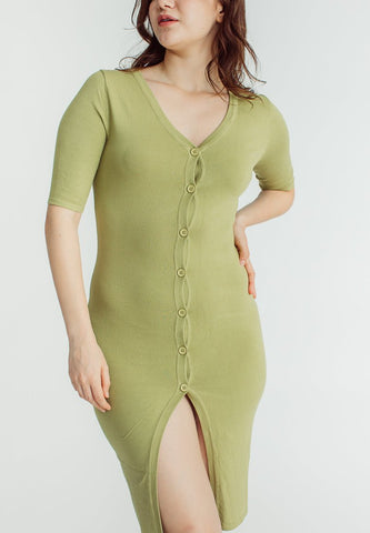 Roxanne Green Knee Length Button Down Knit Dress - Mossimo PH