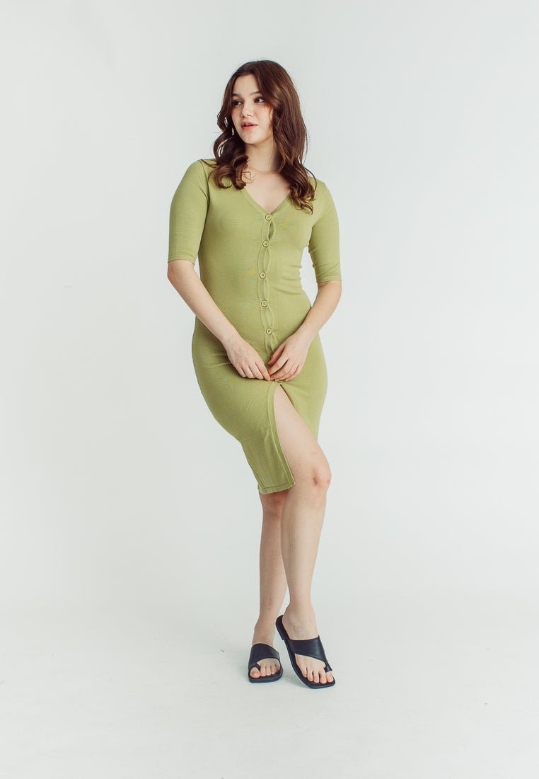 Roxanne Green Knee Length Button Down Knit Dress - Mossimo PH
