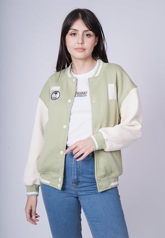Roxie Sage Green Oversized Bomber Jacket with Patches - Mossimo PH