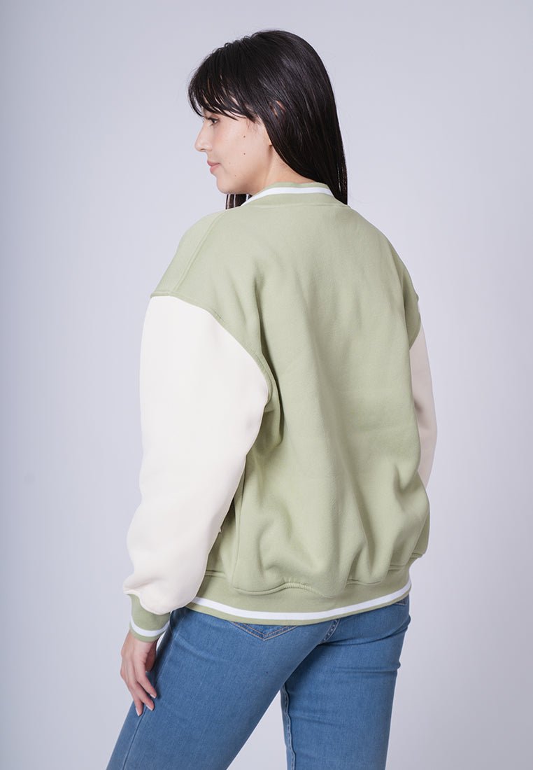 Roxie Sage Green Oversized Bomber Jacket with Patches - Mossimo PH