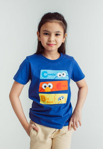 Royal Blue Sesame Street Kids Basic Tshirt with Cookie Flat Print Design - Mossimo PH