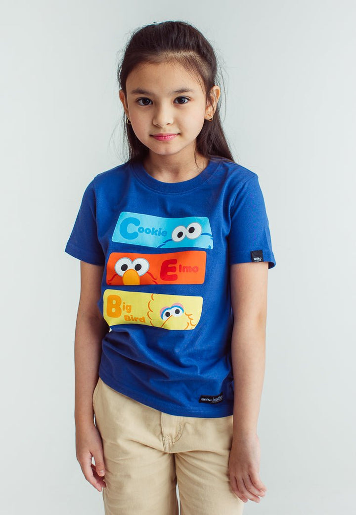 Royal Blue Sesame Street Kids Basic Tshirt with Cookie Flat Print Design - Mossimo PH