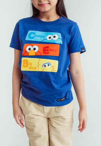 Royal Blue Sesame Street Kids Basic Tshirt with Cookie Flat Print Design - Mossimo PH