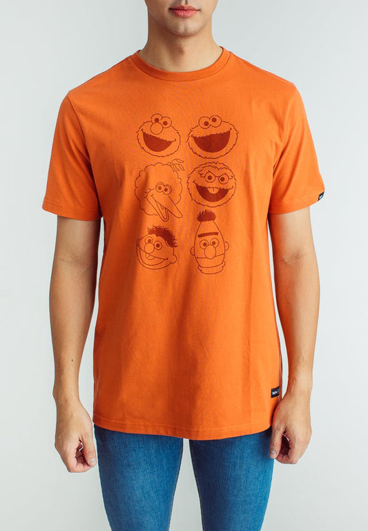Rust Sesame Street with Group Head Design Flat Print Modern Fit Tee - Mossimo PH