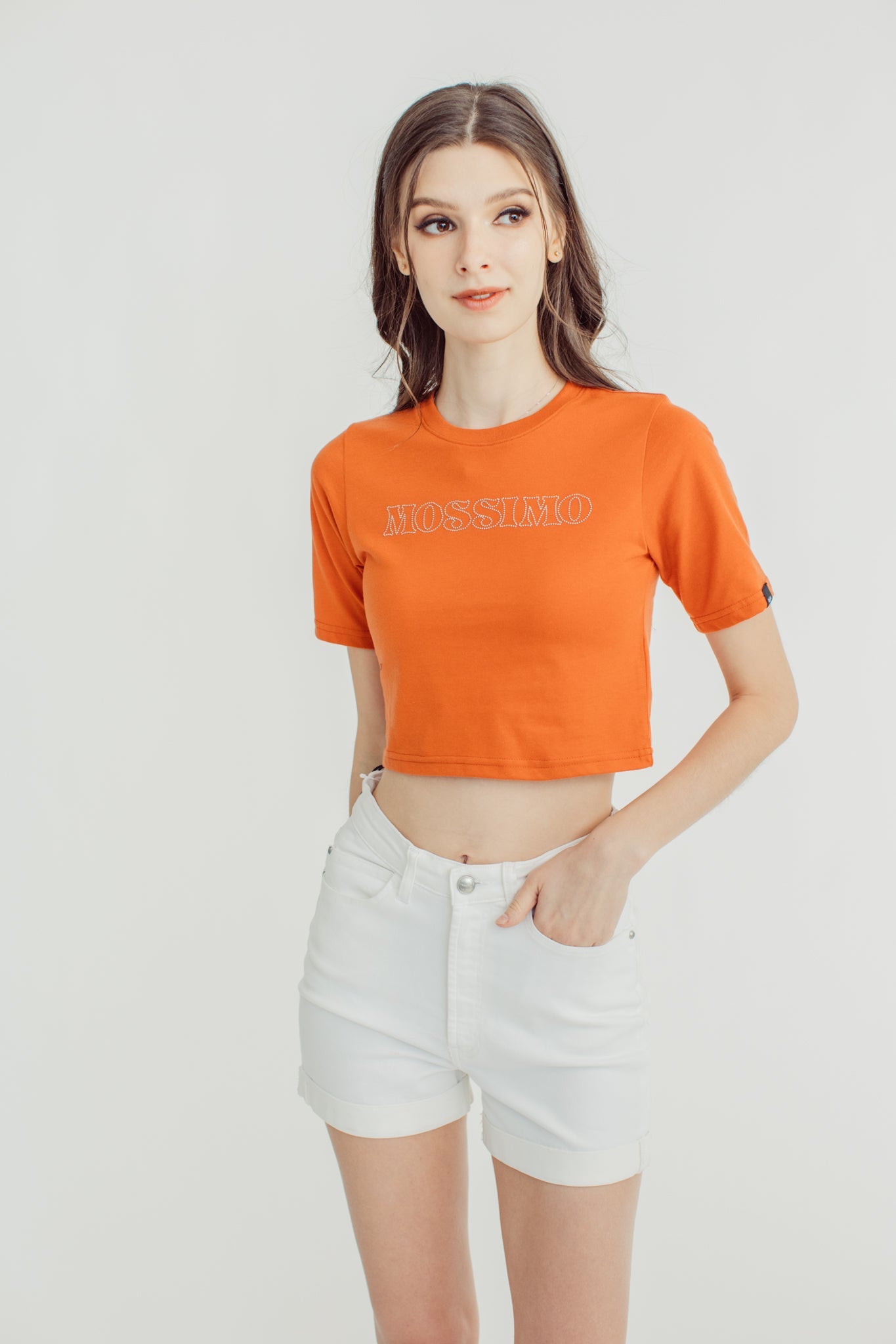 Rust with Big Branding Mossimo Silver Foil High Density Retro Cropped Fit Tee - Mossimo PH