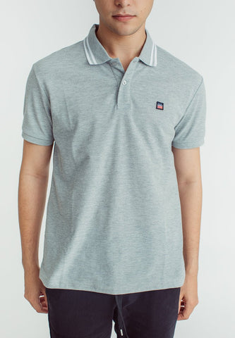 Sebastian Heather Gray Classic Stripes Polo with Woven Patch Embroidery - Mossimo PH