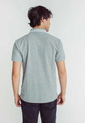 Sebastian Heather Gray Classic Stripes Polo with Woven Patch Embroidery - Mossimo PH