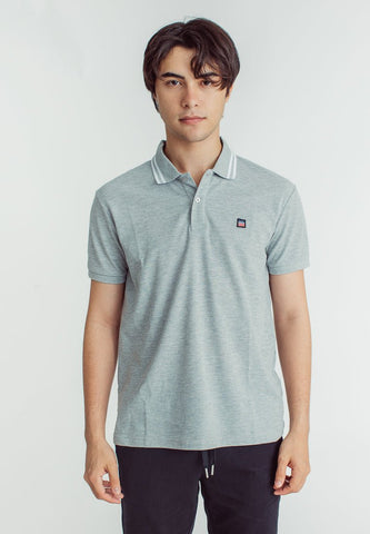 Sebastian Heather Gray Classic Stripes Polo with Woven Patch Embroidery - Mossimo PH