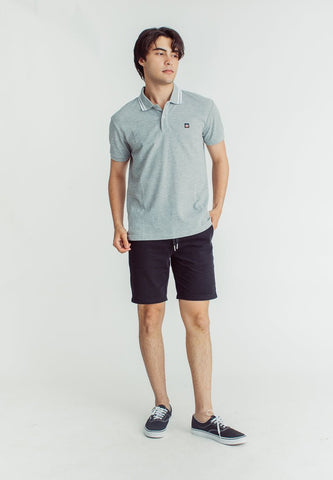Sebastian Heather Gray Classic Stripes Polo with Woven Patch Embroidery - Mossimo PH