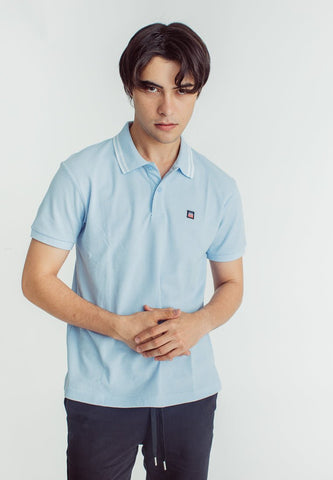 Sebastian Light Blue Classic Stripes Polo with Woven Patch Embroidery - Mossimo PH