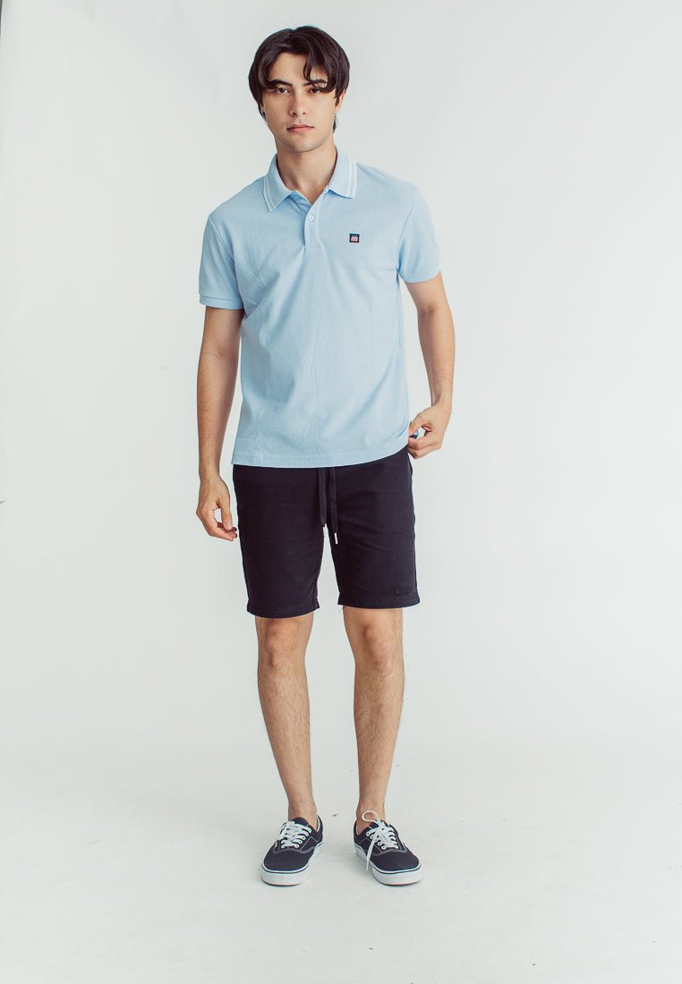 Sebastian Light Blue Classic Stripes Polo with Woven Patch Embroidery - Mossimo PH