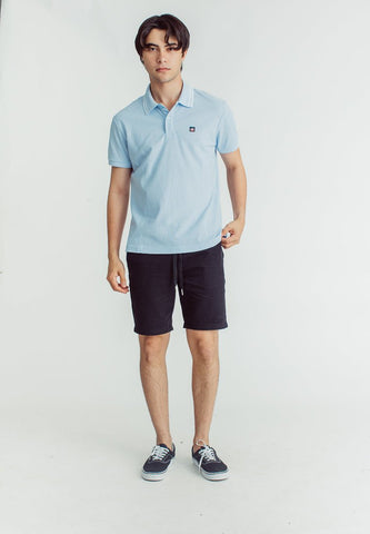 Sebastian Light Blue Classic Stripes Polo with Woven Patch Embroidery - Mossimo PH