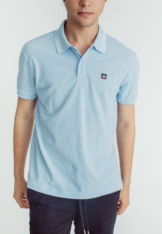 Sebastian Light Blue Classic Stripes Polo with Woven Patch Embroidery - Mossimo PH