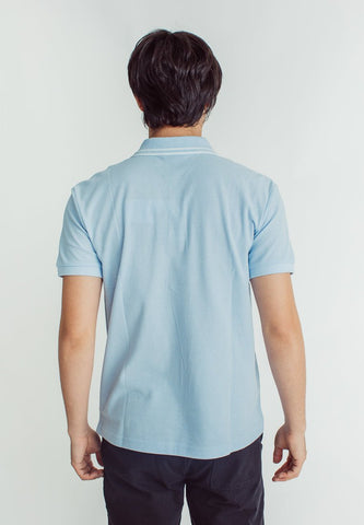 Sebastian Light Blue Classic Stripes Polo with Woven Patch Embroidery - Mossimo PH