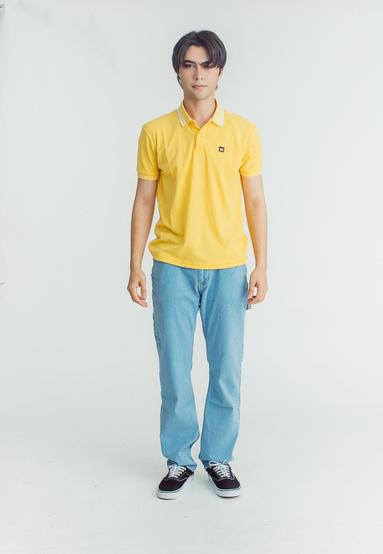 Sebastian Ochre Classic Stripes Polo with Woven Patch Embroidery - Mossimo PH