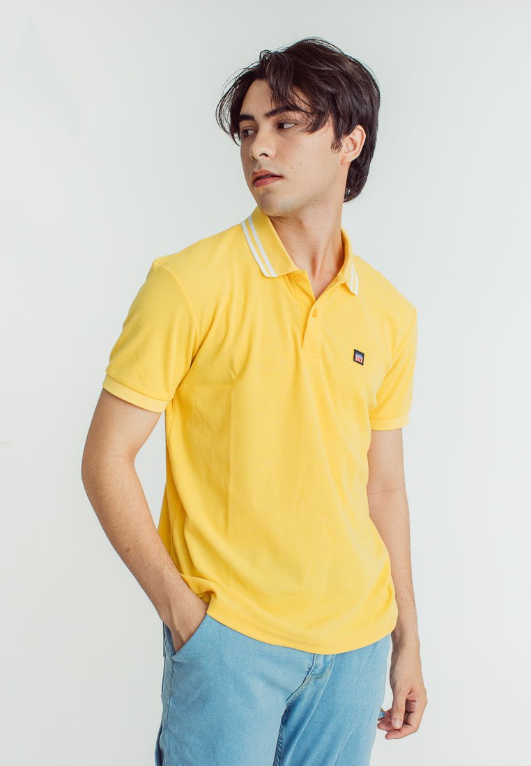 Sebastian Ochre Classic Stripes Polo with Woven Patch Embroidery - Mossimo PH