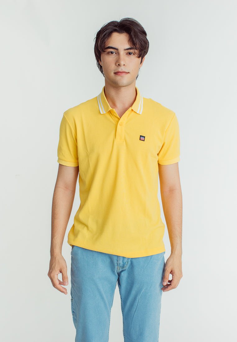 Sebastian Ochre Classic Stripes Polo with Woven Patch Embroidery - Mossimo PH