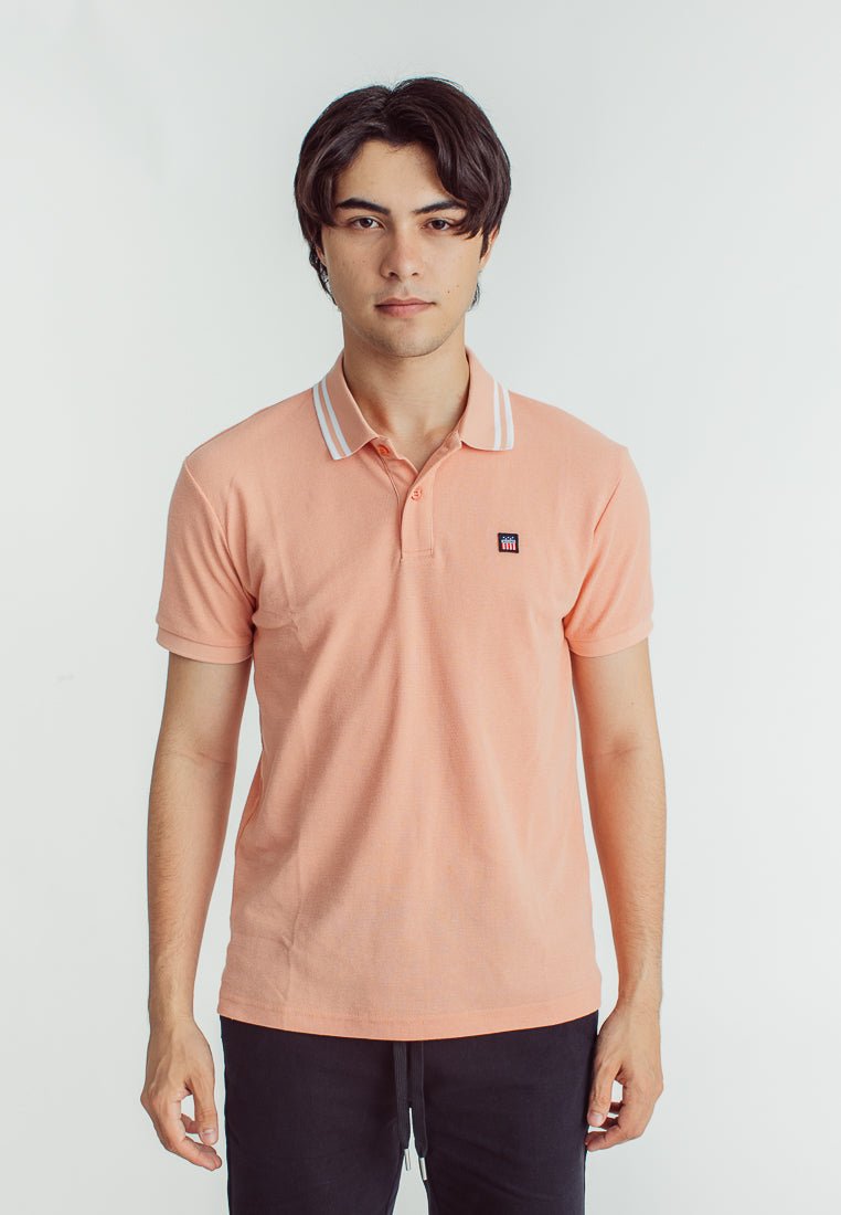 Sebastian Peach Classic Stripes Polo with Woven Patch Embroidery - Mossimo PH