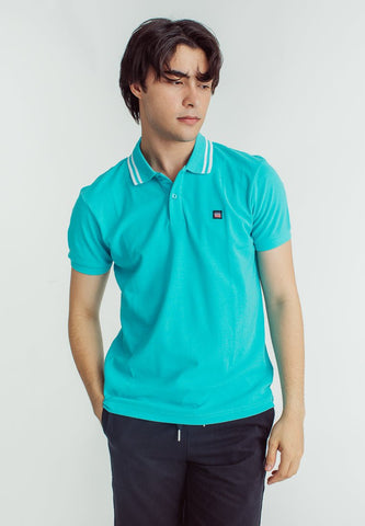 Sebastian Teal Classic Stripes Polo with Woven Patch Embroidery - Mossimo PH