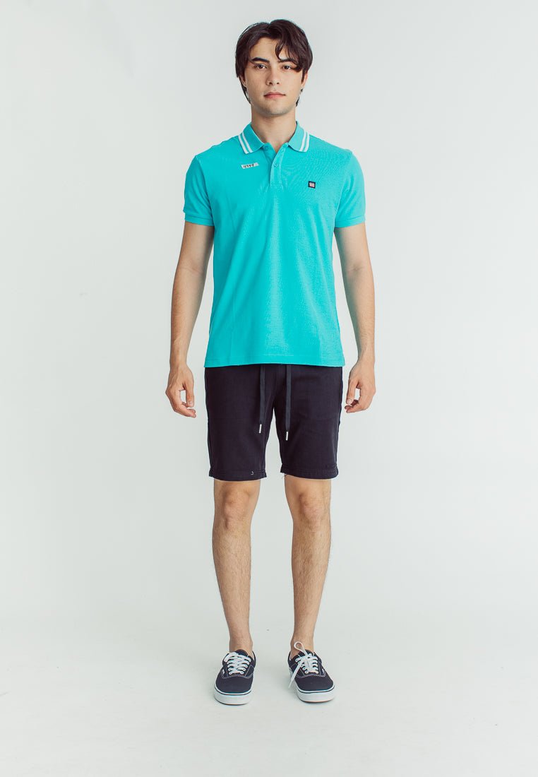Sebastian Teal Classic Stripes Polo with Woven Patch Embroidery - Mossimo PH